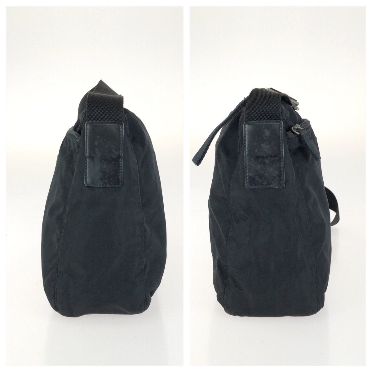 26557
PRADA プラダ テスート 三角ロゴプレート ブラック 黒 シルバー金具 ナイロン ショルダーバッグ メッセンジャーバッグ レディース ABP32