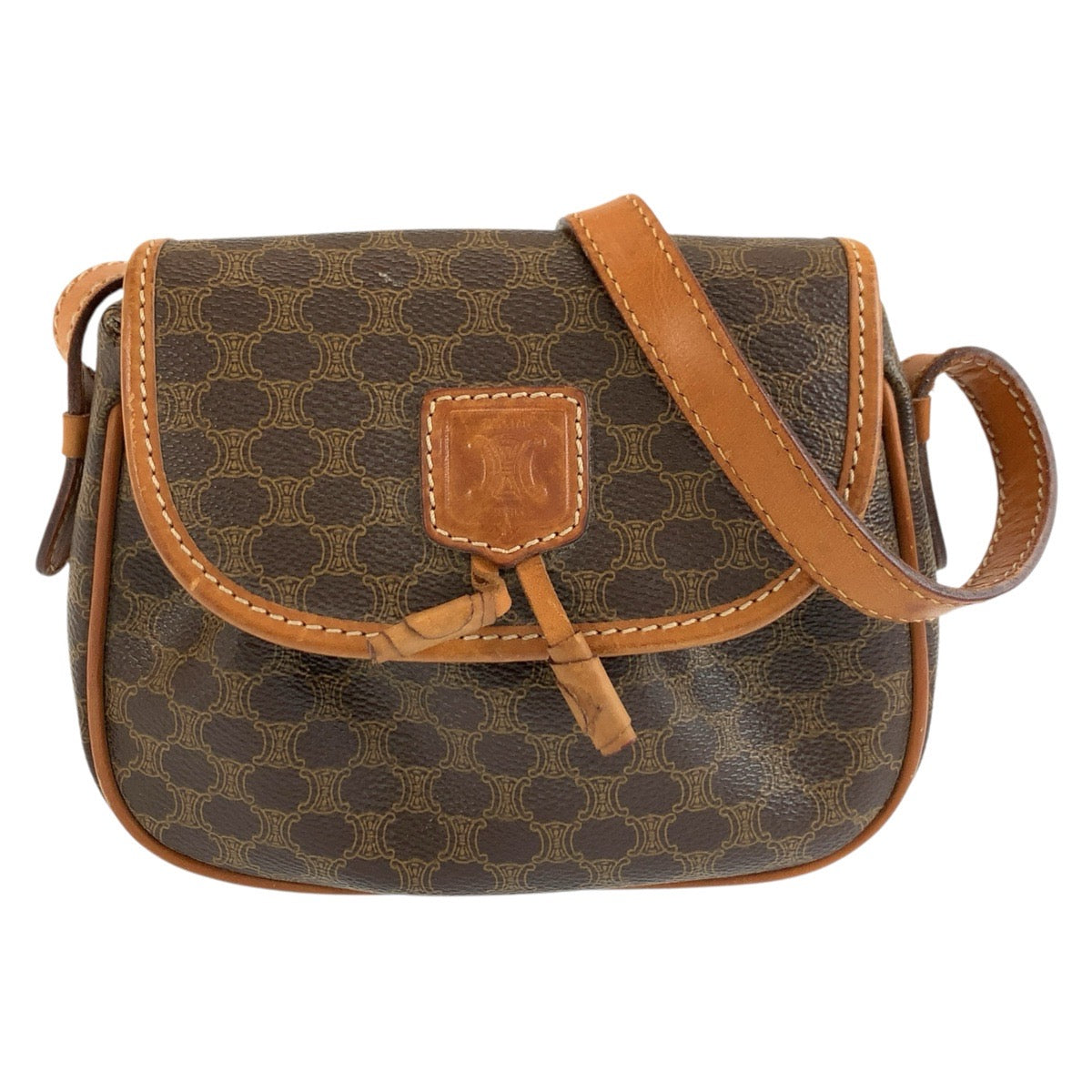 26559
CELINE セリーヌ ヴィンテージ マカダム ブラウン PVC / レザー M09 ショルダーバッグ ポシェット レディース AB37