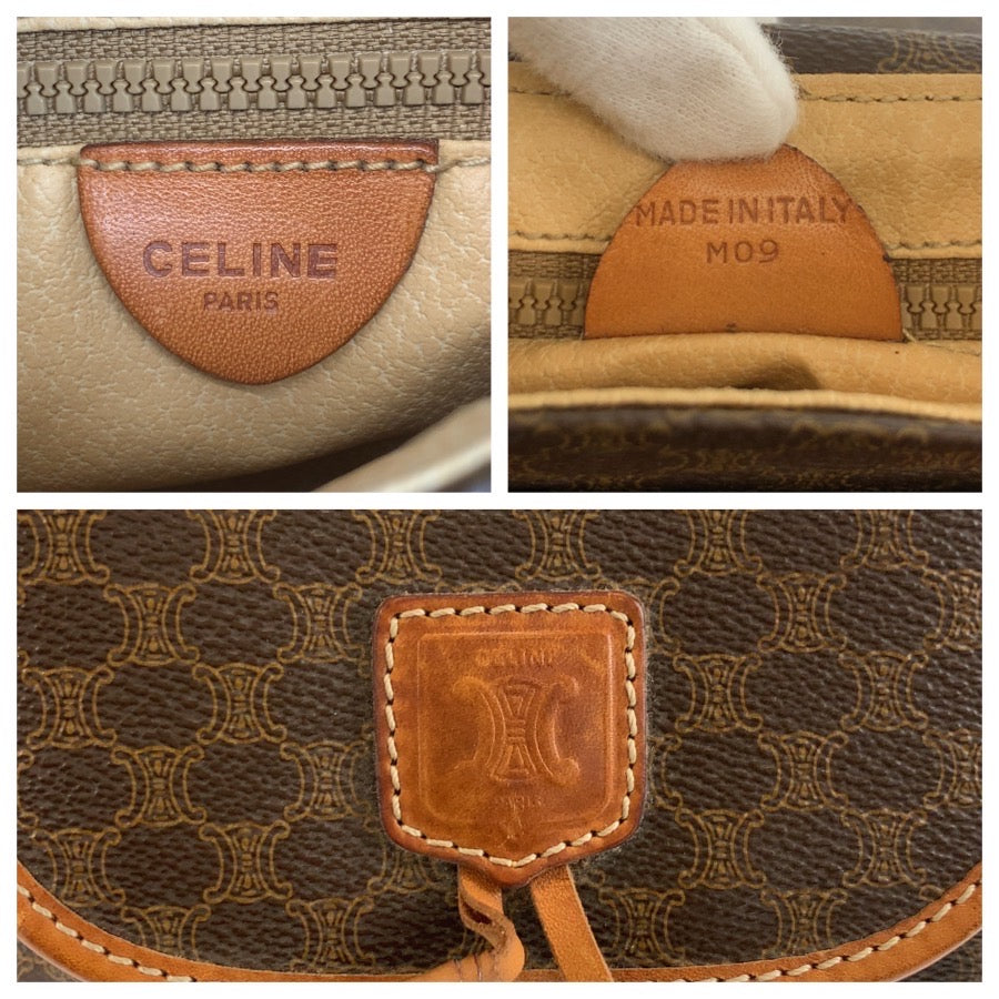 26559
CELINE セリーヌ ヴィンテージ マカダム ブラウン PVC / レザー M09 ショルダーバッグ ポシェット レディース AB37