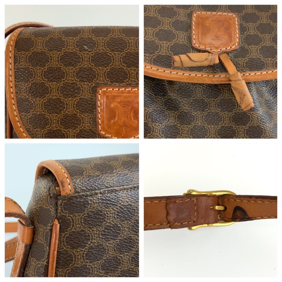 26559
CELINE セリーヌ ヴィンテージ マカダム ブラウン PVC / レザー M09 ショルダーバッグ ポシェット レディース AB37