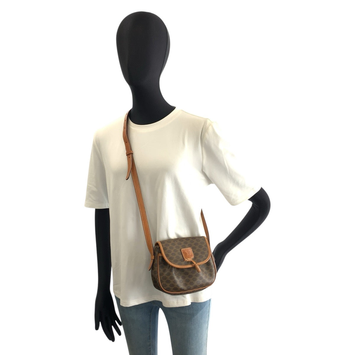26559
CELINE セリーヌ ヴィンテージ マカダム ブラウン PVC / レザー M09 ショルダーバッグ ポシェット レディース AB37