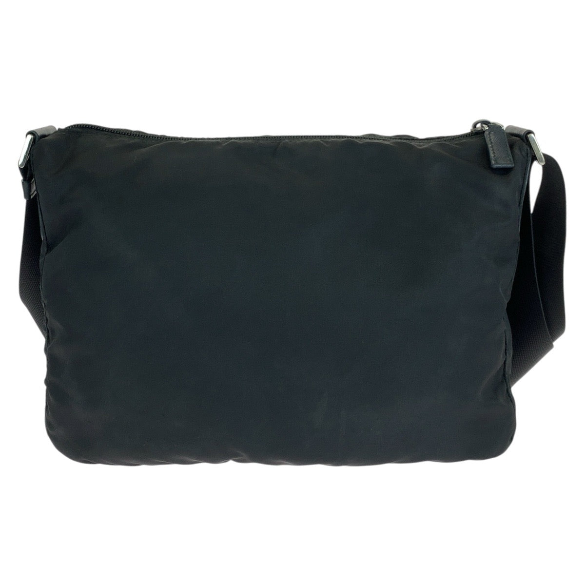 26560
PRADA プラダ テスート サフィアーノ 三角ロゴプレート ブラック 黒 シルバー金具 ナイロン / レザー ショルダーバッグ メッセンジャーバッグ レディース AB37