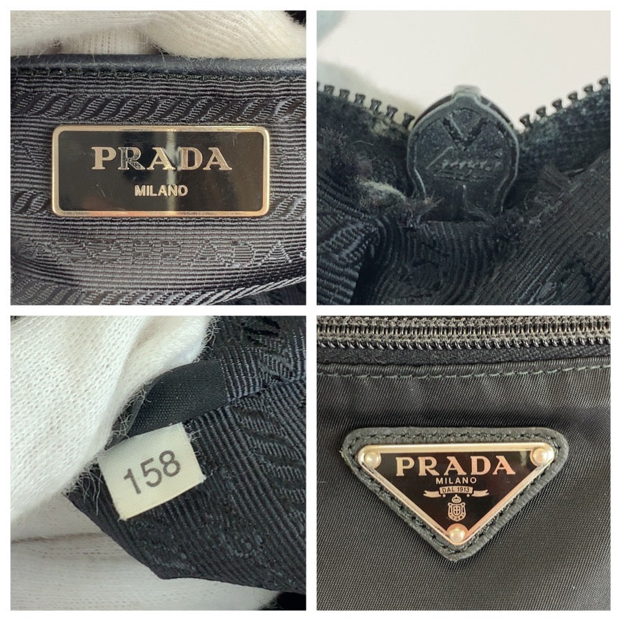 26560
PRADA プラダ テスート サフィアーノ 三角ロゴプレート ブラック 黒 シルバー金具 ナイロン / レザー ショルダーバッグ メッセンジャーバッグ レディース AB37