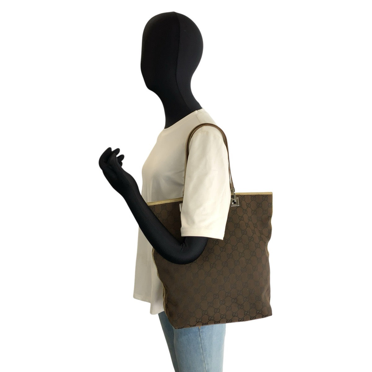26561
GUCCI グッチ ブラウン イエロー シルバー金具 GGキャンバス / レザー 31243 トートバッグ ショルダーバッグ レディース AB23