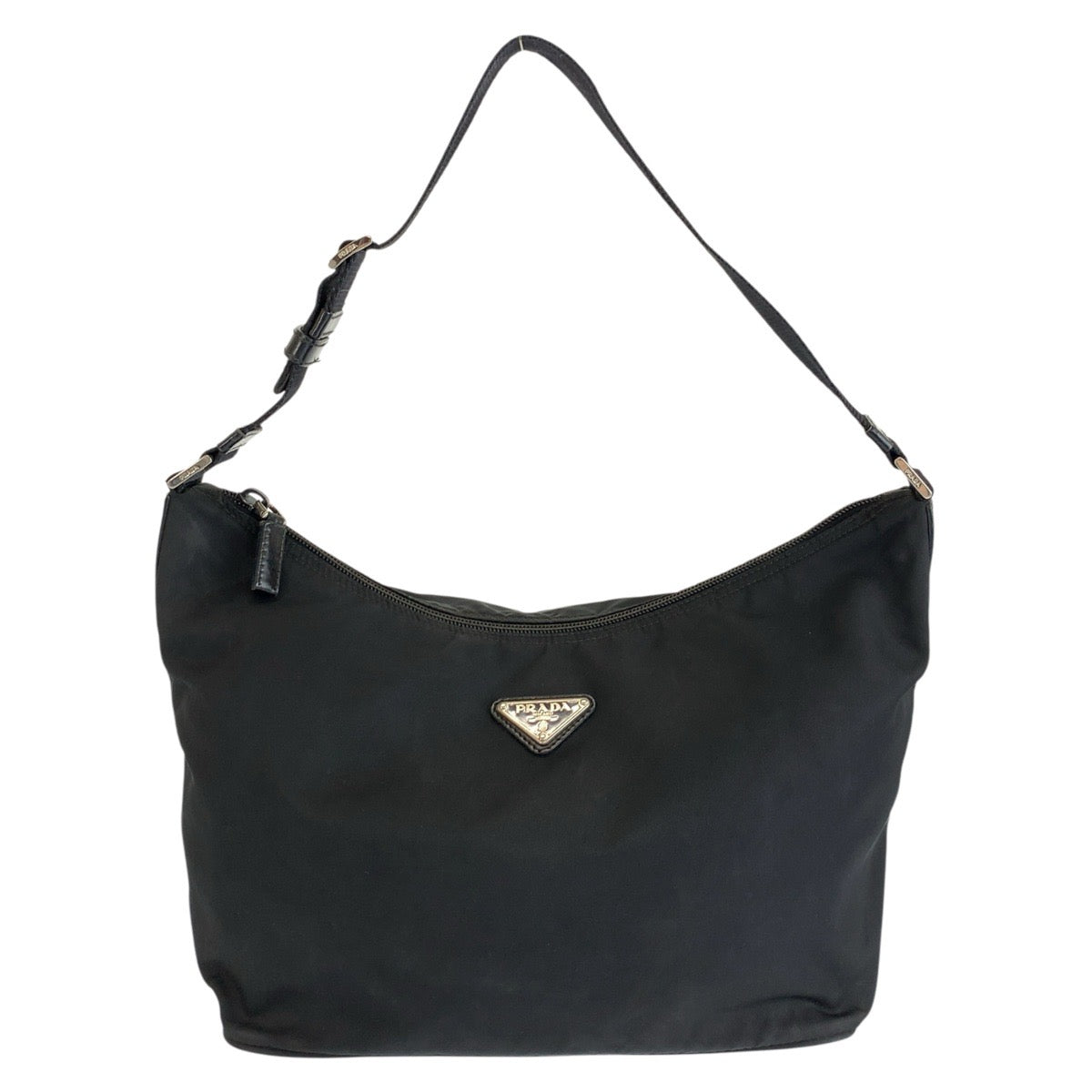 26562
PRADA プラダ テスート 三角ロゴプレート ブラック 黒 シルバー金具 ナイロン ショルダーバッグ レディース ABP36