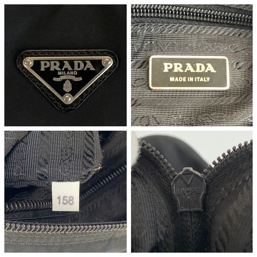 26562
PRADA プラダ テスート 三角ロゴプレート ブラック 黒 シルバー金具 ナイロン ショルダーバッグ レディース ABP36