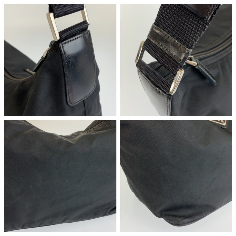 26562
PRADA プラダ テスート 三角ロゴプレート ブラック 黒 シルバー金具 ナイロン ショルダーバッグ レディース ABP36