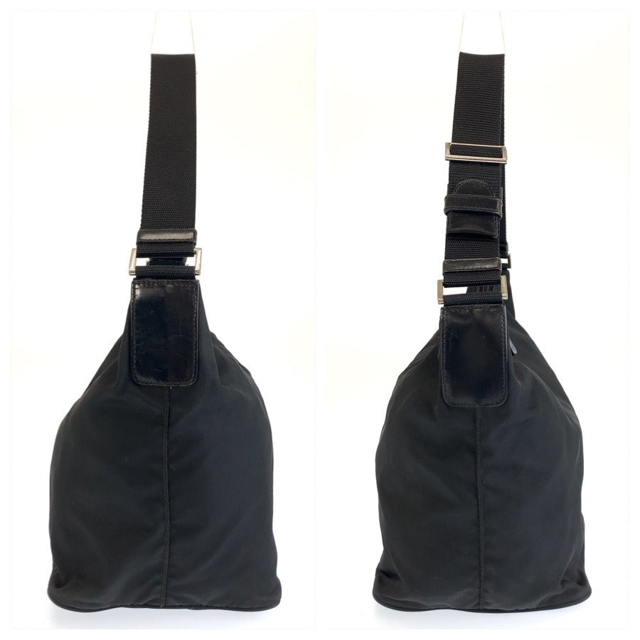 26562
PRADA プラダ テスート 三角ロゴプレート ブラック 黒 シルバー金具 ナイロン ショルダーバッグ レディース ABP36