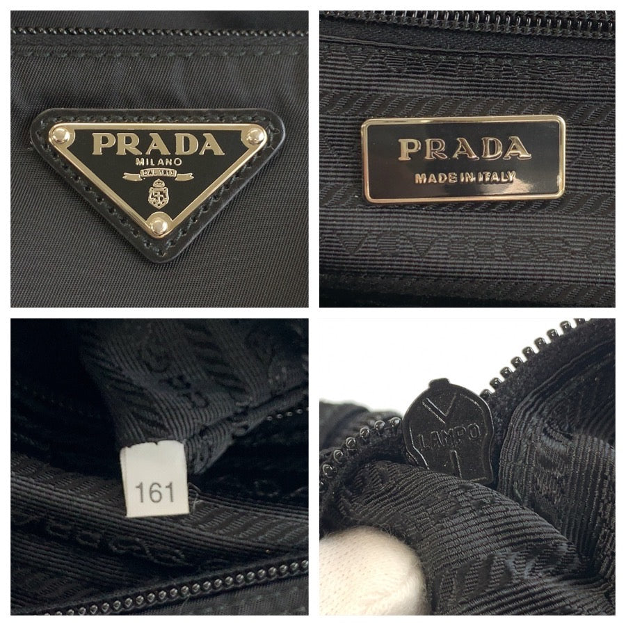 26564
PRADA プラダ テスート 三角ロゴプレート ブラック 黒 シルバー金具 ナイロン カメラバッグ ショルダーバッグ ポシェット メンズ A44