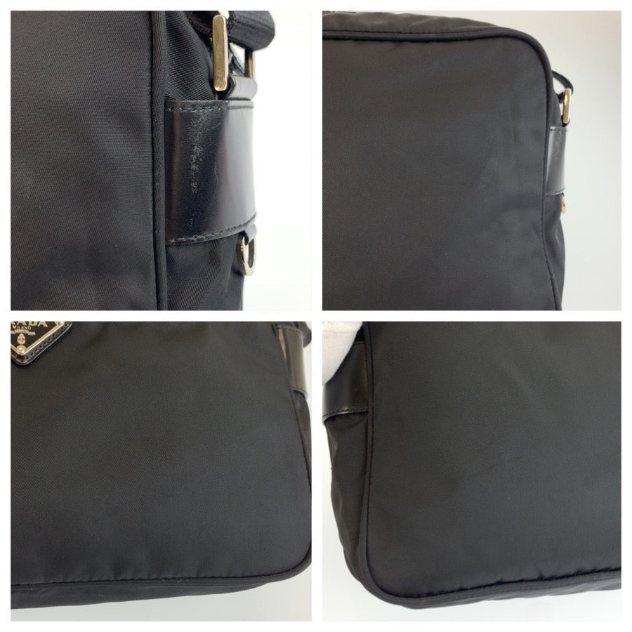 26564
PRADA プラダ テスート 三角ロゴプレート ブラック 黒 シルバー金具 ナイロン カメラバッグ ショルダーバッグ ポシェット メンズ A44