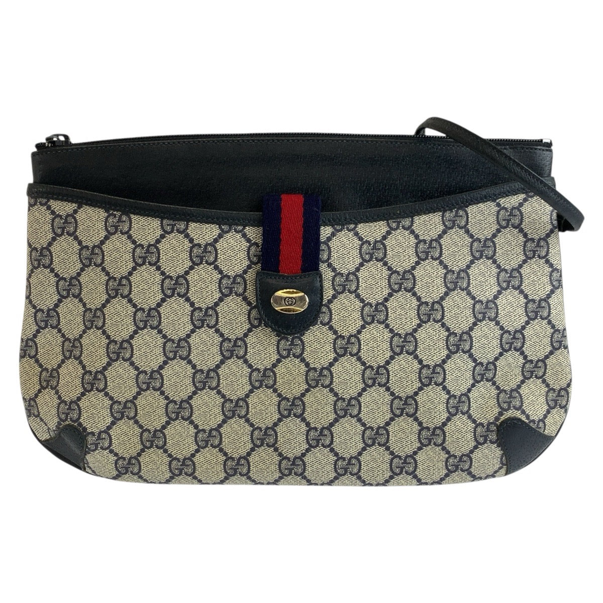 26565
GUCCI グッチ ヴィンテージ グレー ネイビー GGスプリームキャンバス / レザー 904 02 026 ショルダーバッグ ポシェット レディース AB28