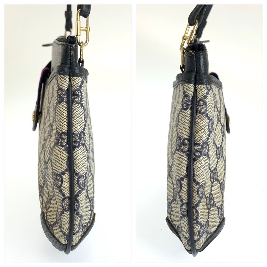 26565
GUCCI グッチ ヴィンテージ グレー ネイビー GGスプリームキャンバス / レザー 904 02 026 ショルダーバッグ ポシェット レディース AB28