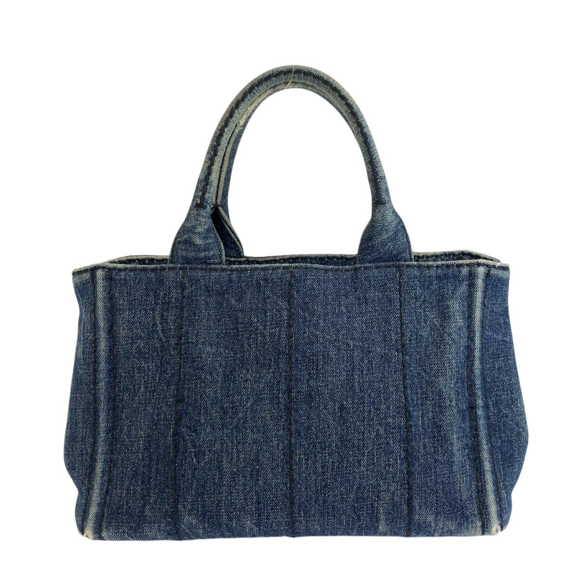 26566
PRADA プラダ カナパ 三角ロゴプレート ブルー ゴールド金具 デニム トートバッグ ショルダーバッグ 2way レディース AB30