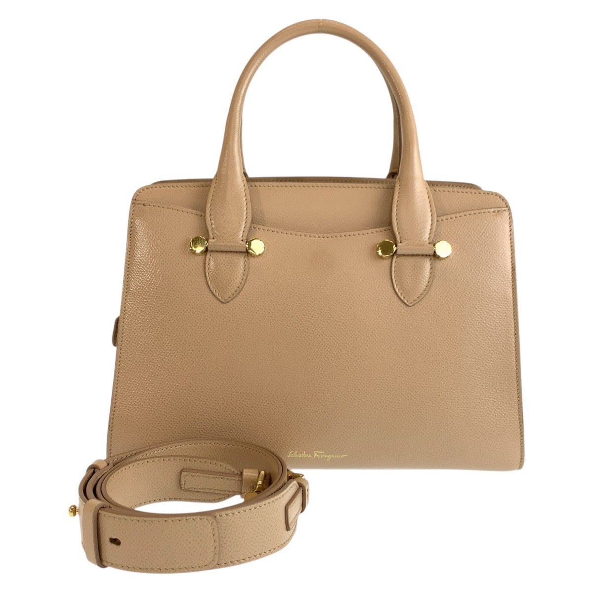 26568
Salvatore Ferragamo サルヴァトーレフェラガモ トゥデイ ベージュ ゴールド金具 レザー ハンドバッグ ショルダーバッグ 2way レディース ABP42