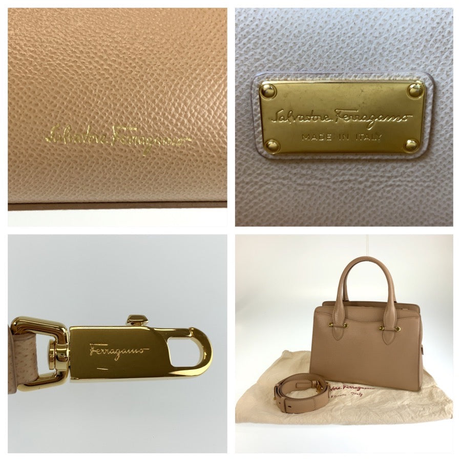 26568
Salvatore Ferragamo サルヴァトーレフェラガモ トゥデイ ベージュ ゴールド金具 レザー ハンドバッグ ショルダーバッグ 2way レディース ABP42