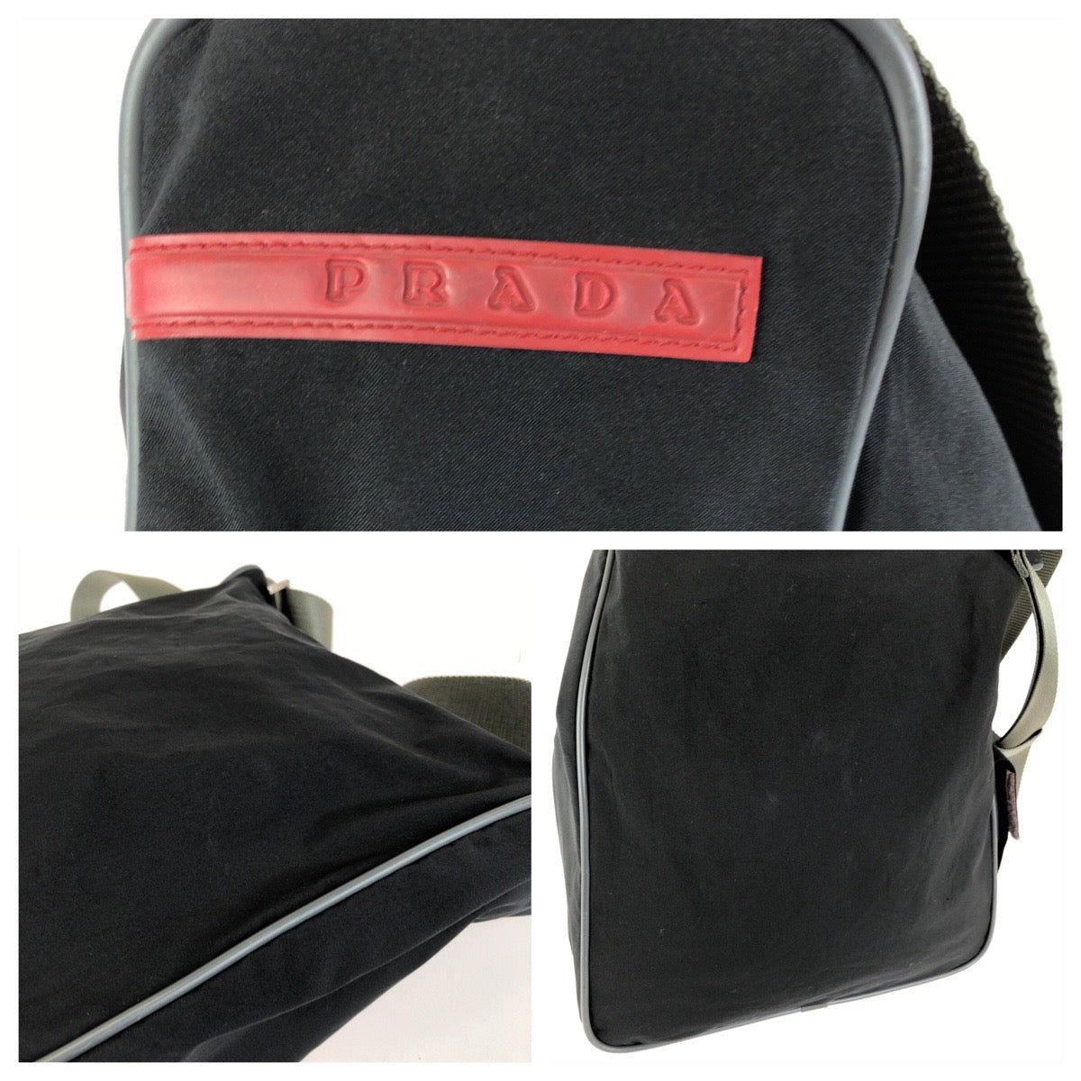 26569
PRADA SPORTS プラダスポーツ リネア・ロッサ ブラック グレー シルバー金具 ナイロン 4VA111 ショルダーバッグ メッセンジャーバッグ レディース AB28