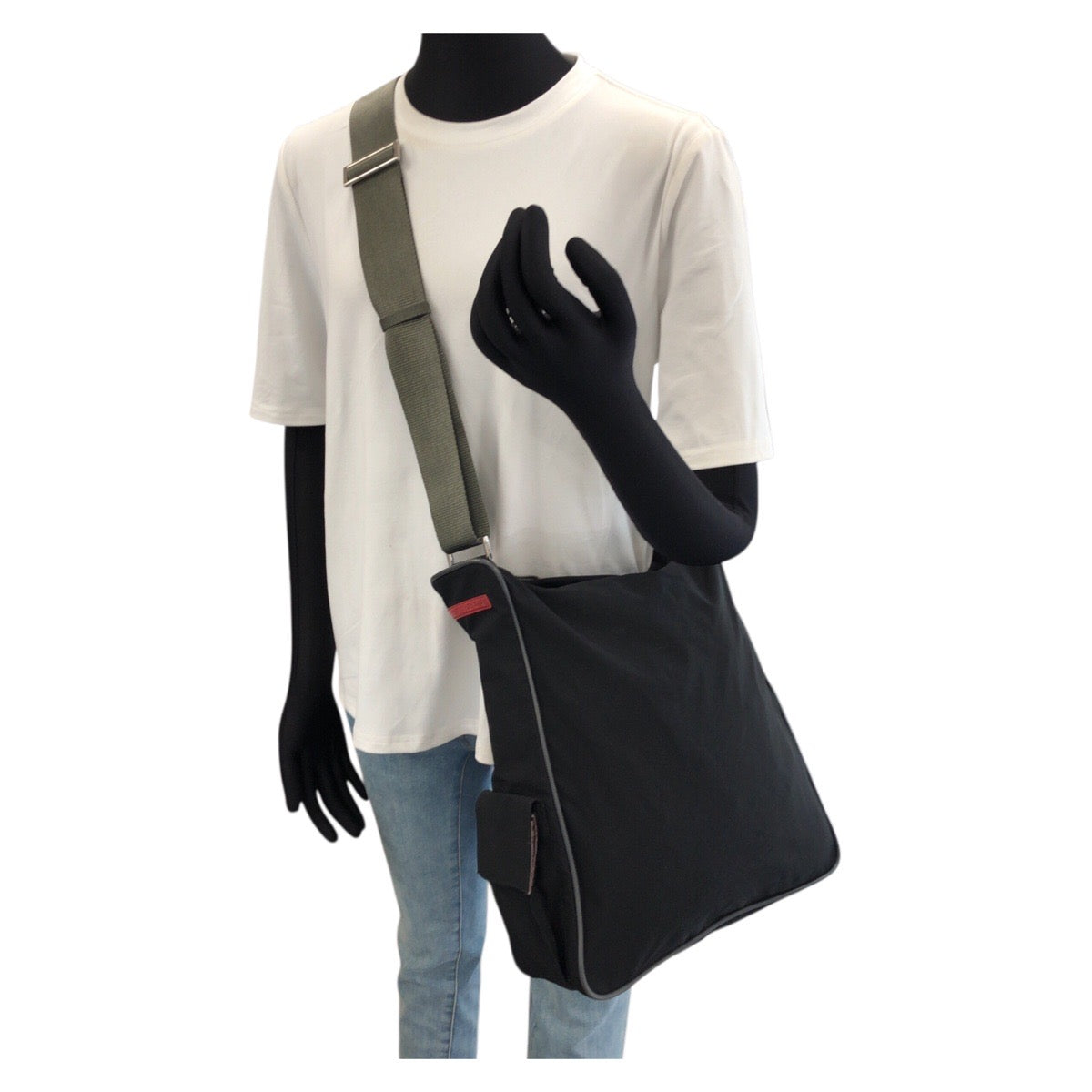 26569
PRADA SPORTS プラダスポーツ リネア・ロッサ ブラック グレー シルバー金具 ナイロン 4VA111 ショルダーバッグ メッセンジャーバッグ レディース AB28