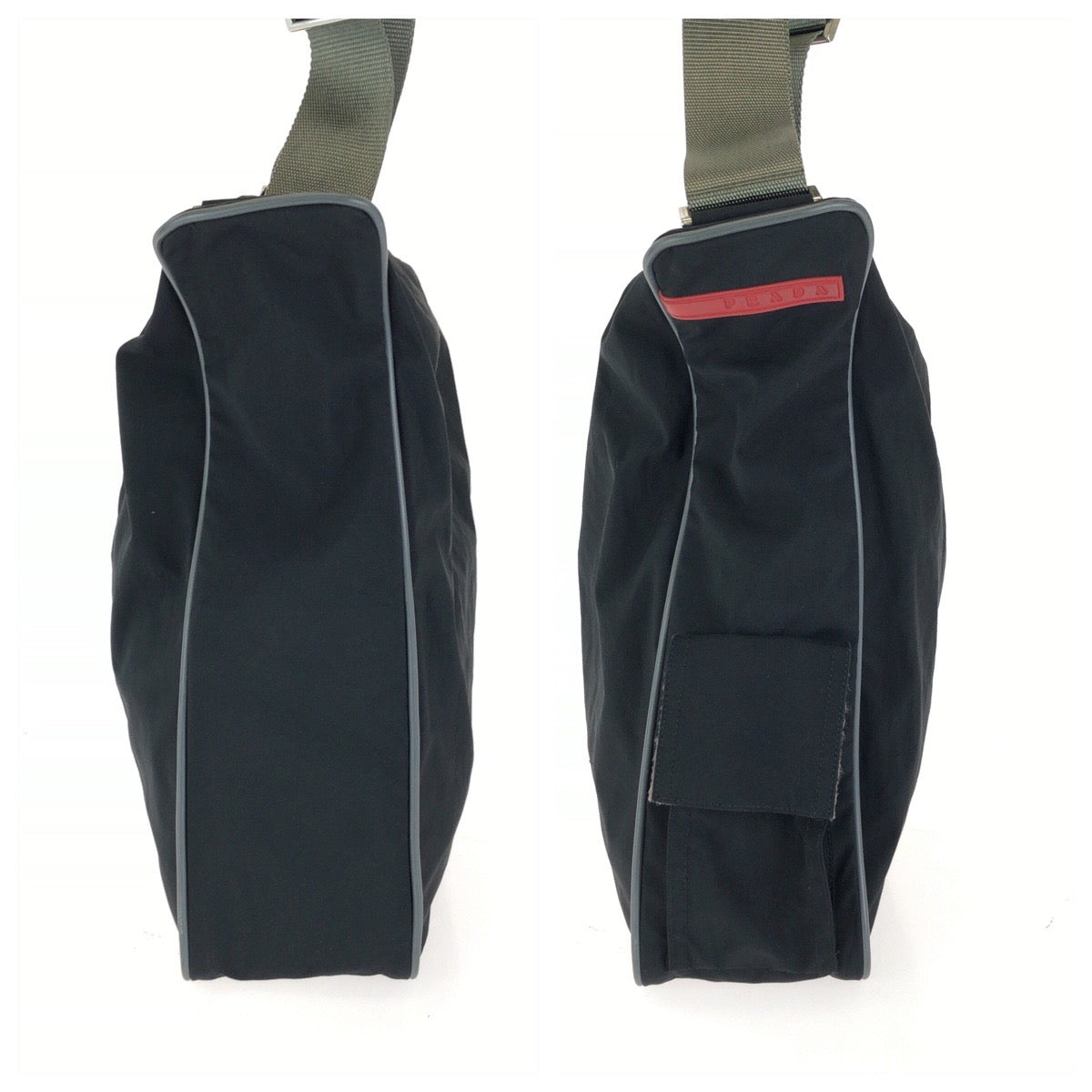 26569
PRADA SPORTS プラダスポーツ リネア・ロッサ ブラック グレー シルバー金具 ナイロン 4VA111 ショルダーバッグ メッセンジャーバッグ レディース AB28