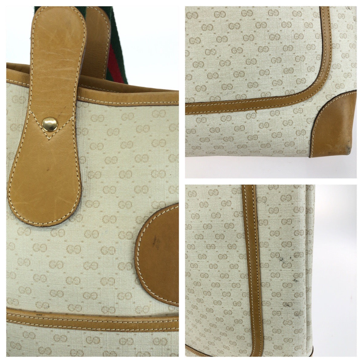 26570
GUCCI グッチ オールドグッチ シェリーライン マイクロGG オフホワイト ベージュ GGスプリームキャンバス / レザー 002.904.0223 トートバッグ ショルダーバッグ レディース AB28