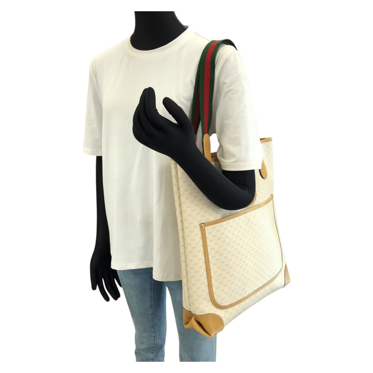 26570
GUCCI グッチ オールドグッチ シェリーライン マイクロGG オフホワイト ベージュ GGスプリームキャンバス / レザー 002.904.0223 トートバッグ ショルダーバッグ レディース AB28