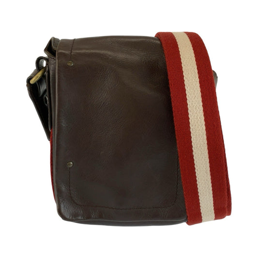 26577
BALLY バリー トレインスポッティング ブラウン レッド ゴールド金具 レザー / キャンバス ショルダーバッグ ポシェット レディース ABP16