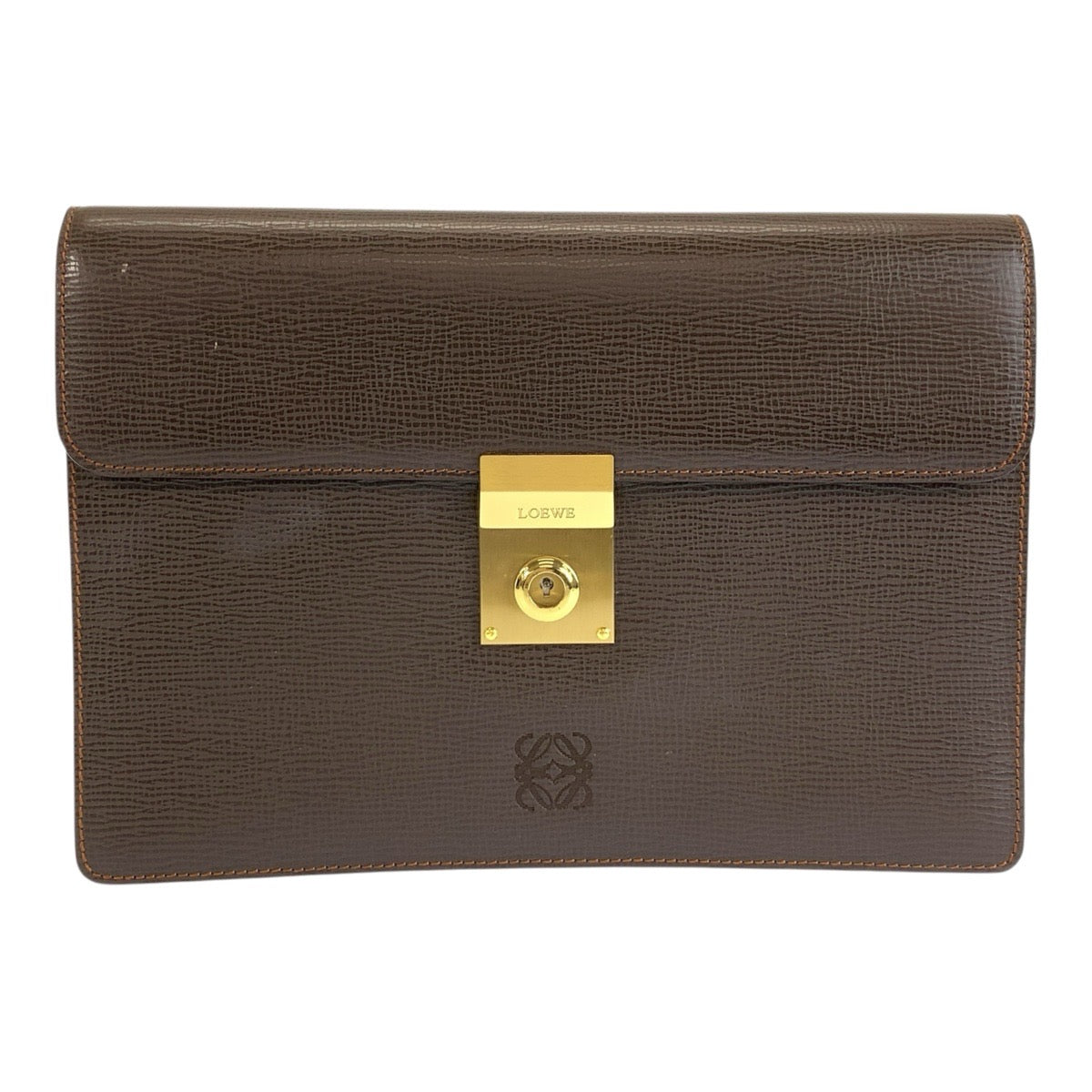 26578
LOEWE ロエベ アナグラム ブラウン ゴールド金具 レザー クラッチバッグ セカンドバッグ メンズ A21