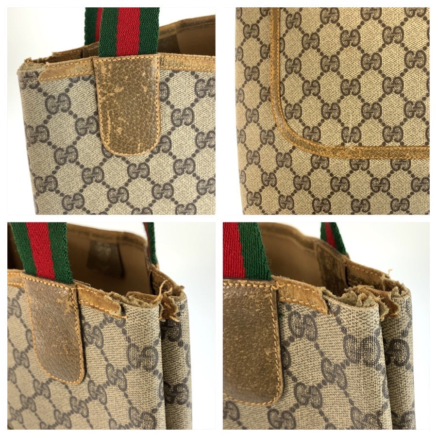 26581
GUCCI グッチ ヴィンテージ シェリーライン ベージュ ブラウン GGスプリームキャンバス / レザー 001 080 494 トートバッグ ショルダーバッグ レディース B16
