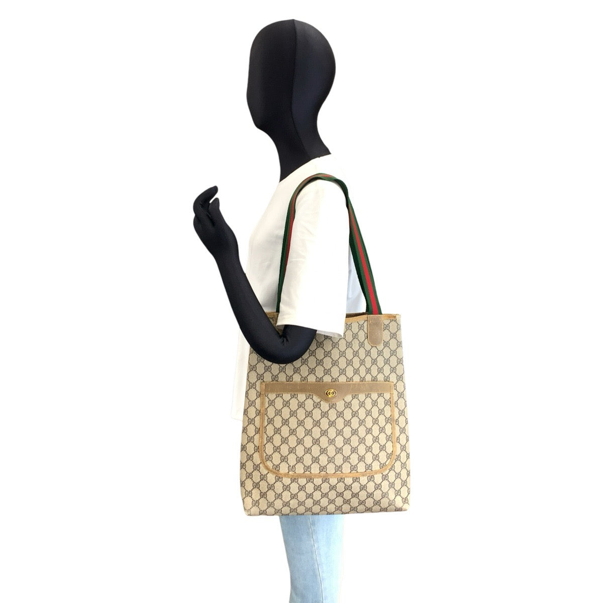 26581
GUCCI グッチ ヴィンテージ シェリーライン ベージュ ブラウン GGスプリームキャンバス / レザー 001 080 494 トートバッグ ショルダーバッグ レディース B16
