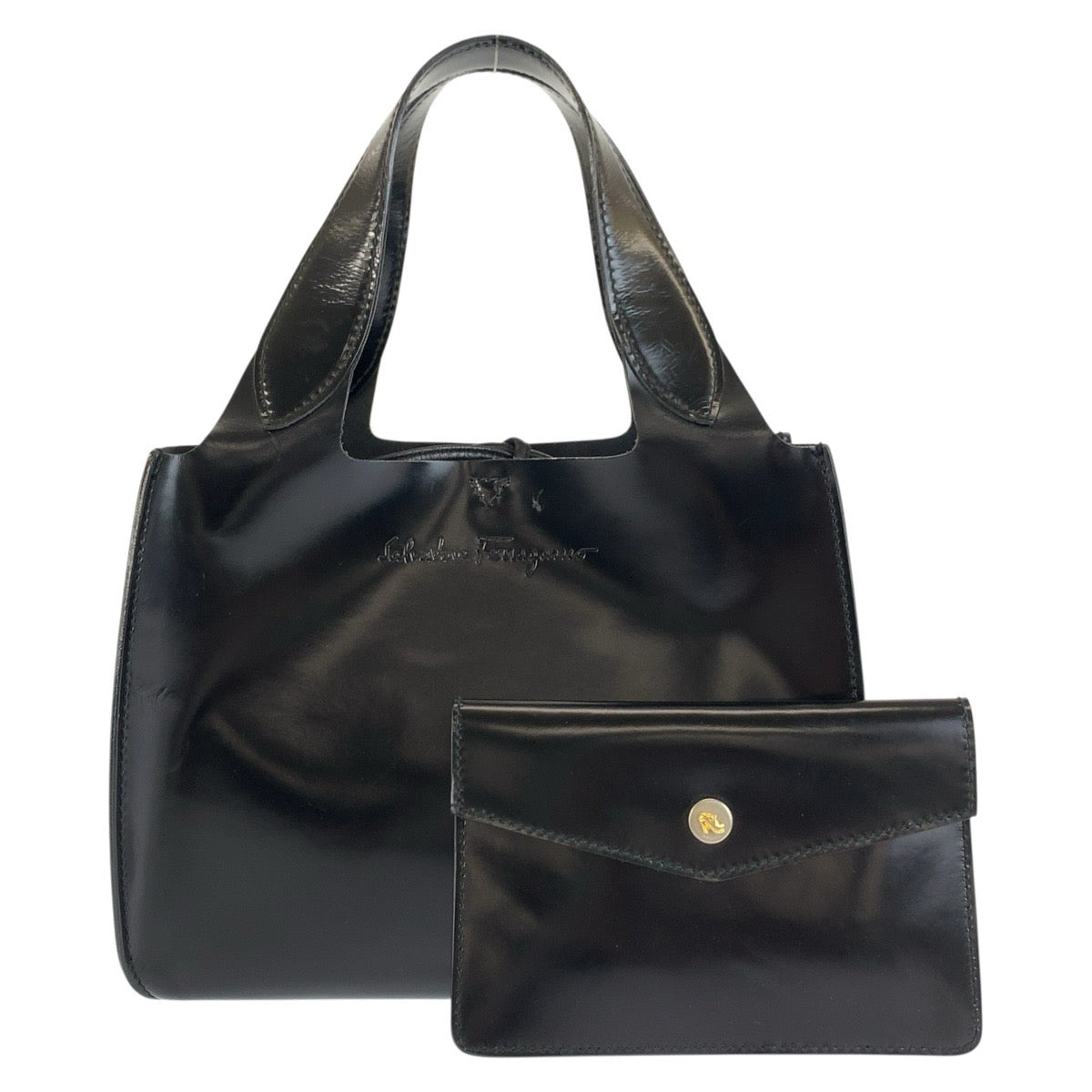 26583
Salvatore Ferragamo サルヴァトーレフェラガモ ブラック 黒 エナメル BV-215221 ハンドバッグ トートバッグ レディース ABP28