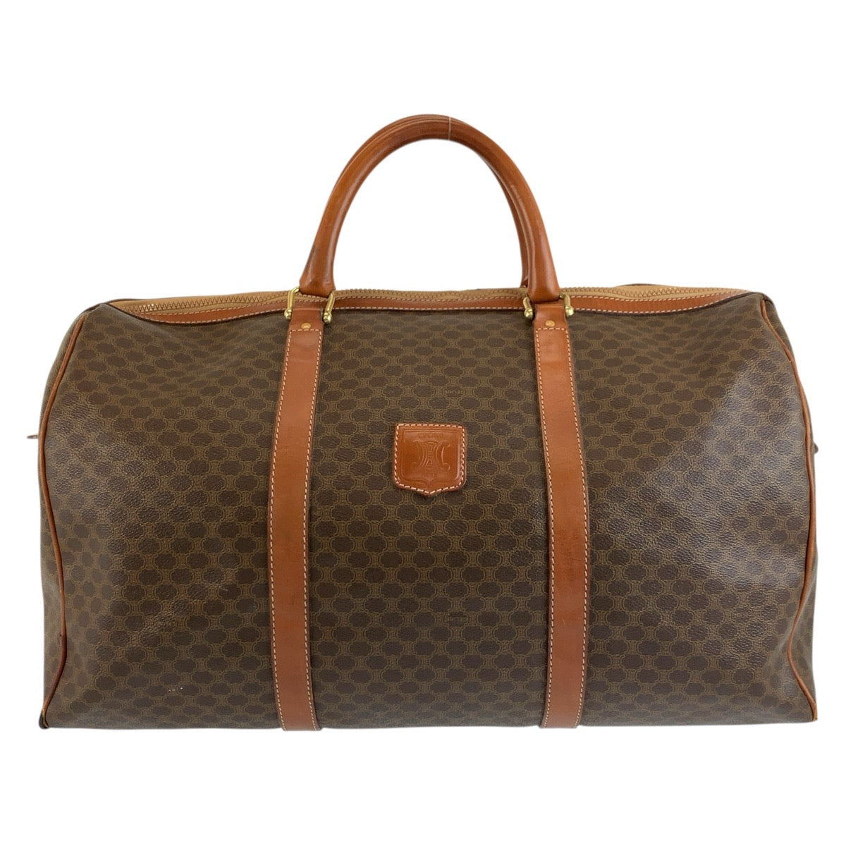 26584
CELINE セリーヌ ヴィンテージ マカダム ブラウン ゴールド金具 PVC / レザー M08 ボストンバッグ ハンドバッグ レディース AB30