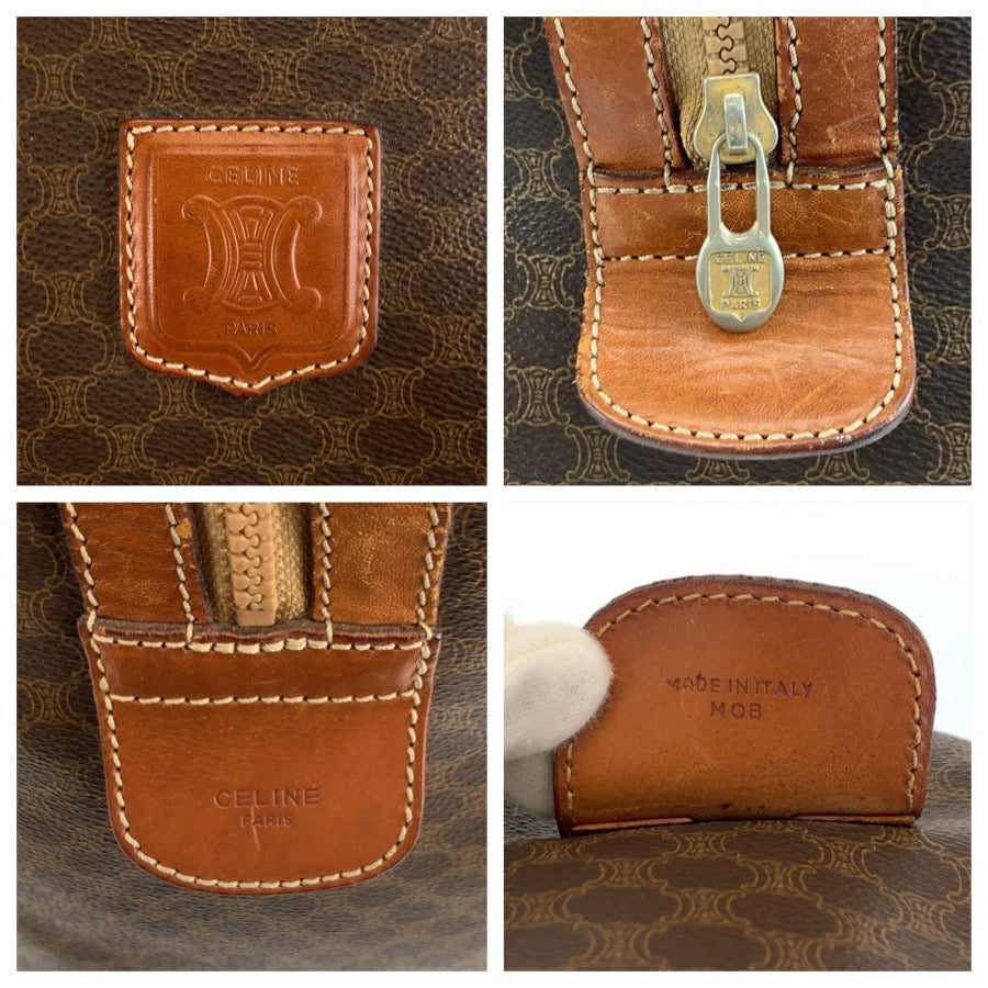 26584
CELINE セリーヌ ヴィンテージ マカダム ブラウン ゴールド金具 PVC / レザー M08 ボストンバッグ ハンドバッグ レディース AB30