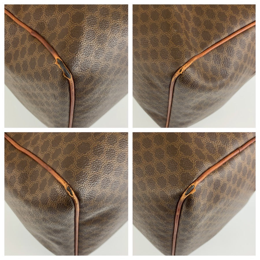 26584
CELINE セリーヌ ヴィンテージ マカダム ブラウン ゴールド金具 PVC / レザー M08 ボストンバッグ ハンドバッグ レディース AB30