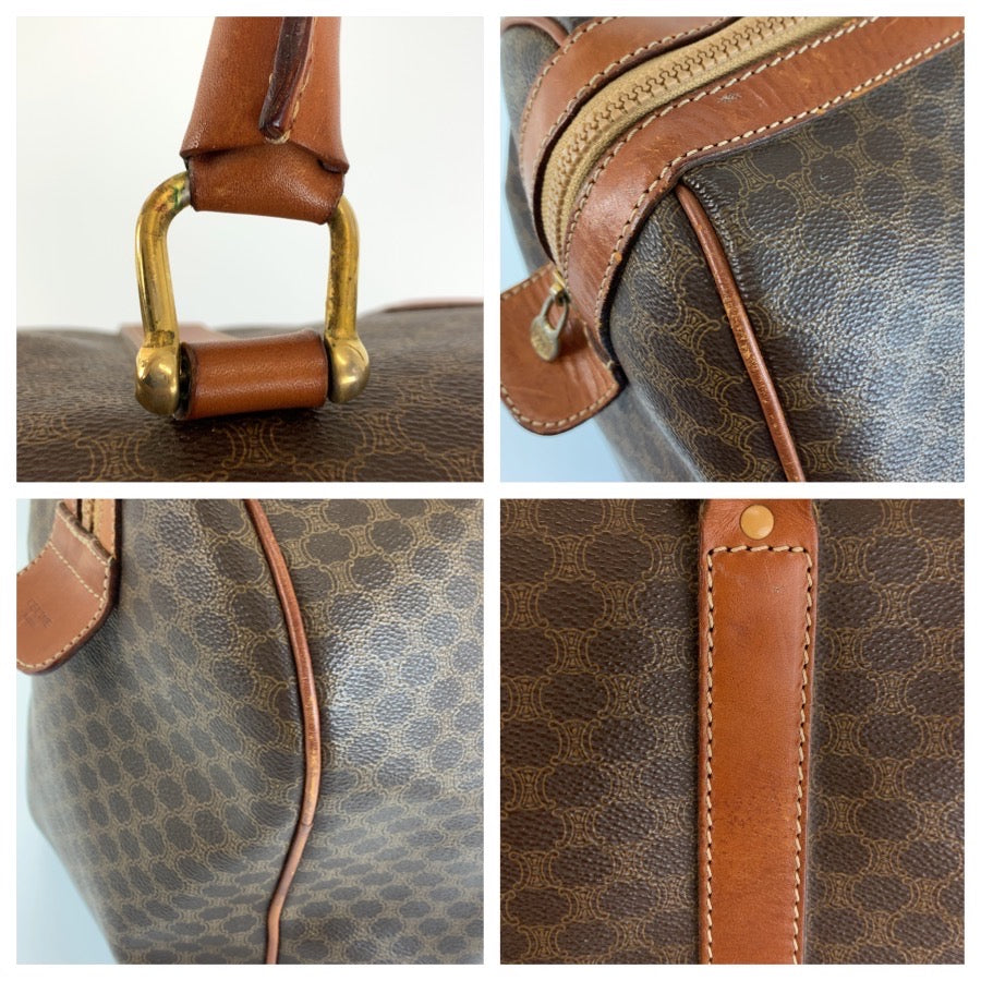 26584
CELINE セリーヌ ヴィンテージ マカダム ブラウン ゴールド金具 PVC / レザー M08 ボストンバッグ ハンドバッグ レディース AB30