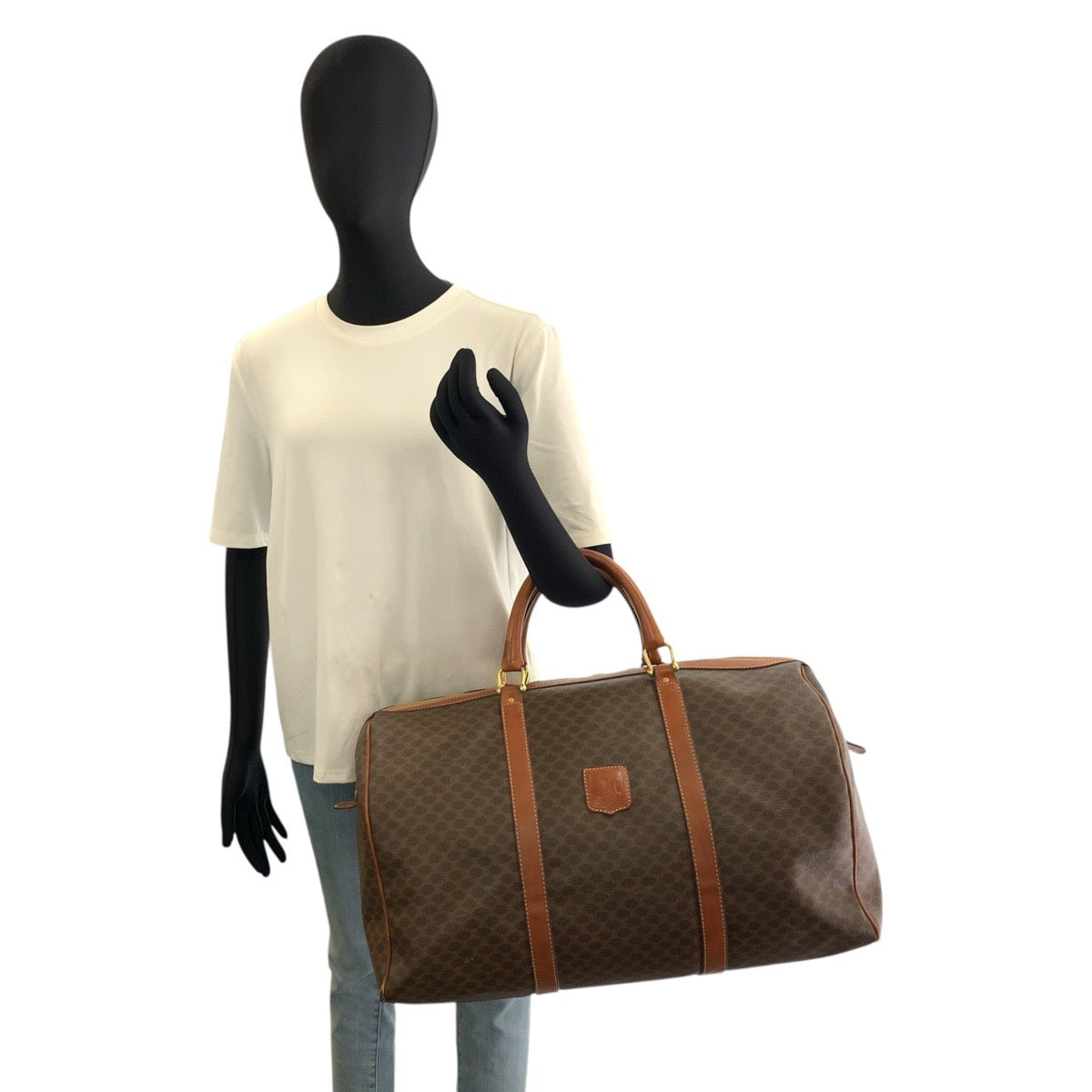 26584
CELINE セリーヌ ヴィンテージ マカダム ブラウン ゴールド金具 PVC / レザー M08 ボストンバッグ ハンドバッグ レディース AB30
