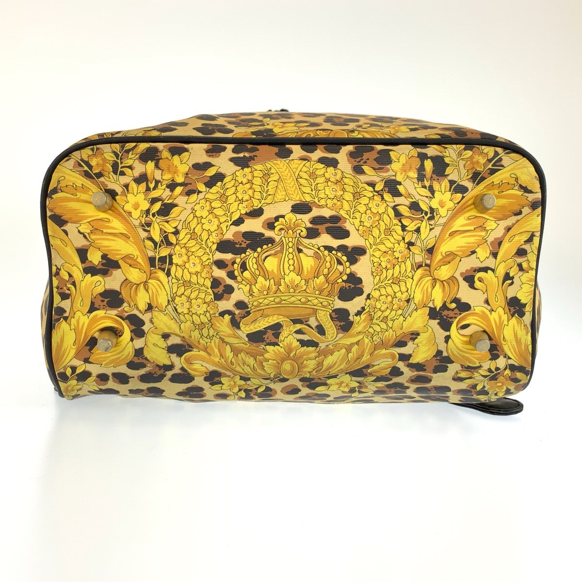 26587
VERSACE ヴェルサーチ レオパード柄 イエロー ブラック ゴールド金具 PVC / レザー リュックサック バックパック レディース AB29