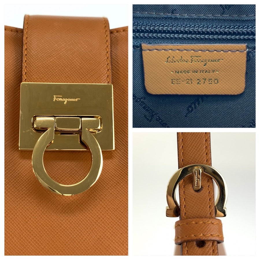26589
Salvatore Ferragamo サルヴァトーレフェラガモ トリフォリオ ブラウン ゴールド金具 レザー EE-21 2750 ショルダーバッグ レディース ABP29