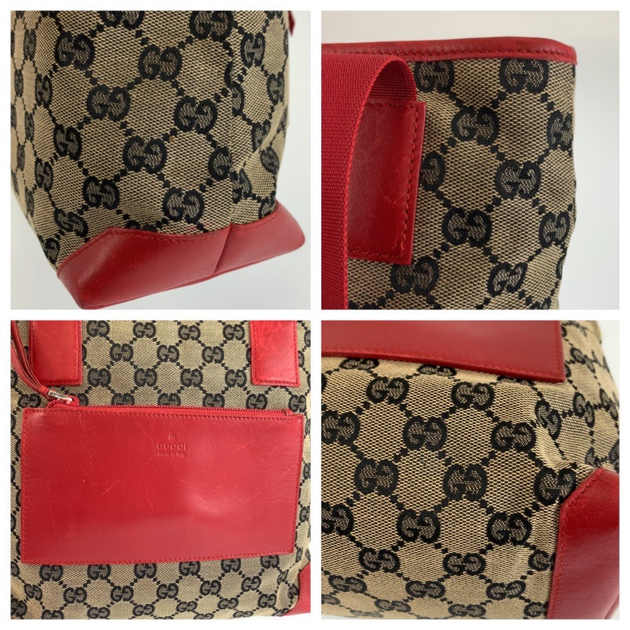 26590
GUCCI グッチ レッド ベージュ GGキャンバス / レザー 019 0402 トートバッグ ショルダーバッグ レディース ABP36