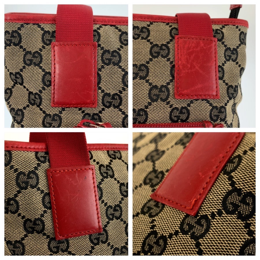 26590
GUCCI グッチ レッド ベージュ GGキャンバス / レザー 019 0402 トートバッグ ショルダーバッグ レディース ABP36