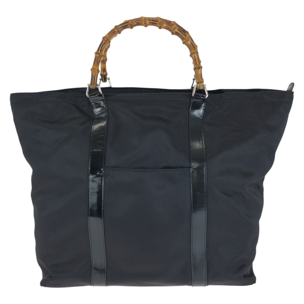 26591
GUCCI グッチ バンブー ブラック 黒 シルバー金具 ナイロン / パテントレザー 002 3754 0412 トートバッグ レディース ABP30