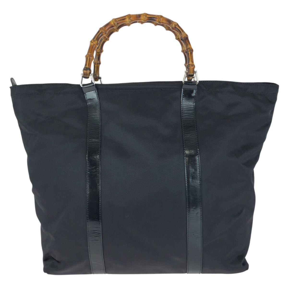 26591
GUCCI グッチ バンブー ブラック 黒 シルバー金具 ナイロン / パテントレザー 002 3754 0412 トートバッグ レディース ABP30