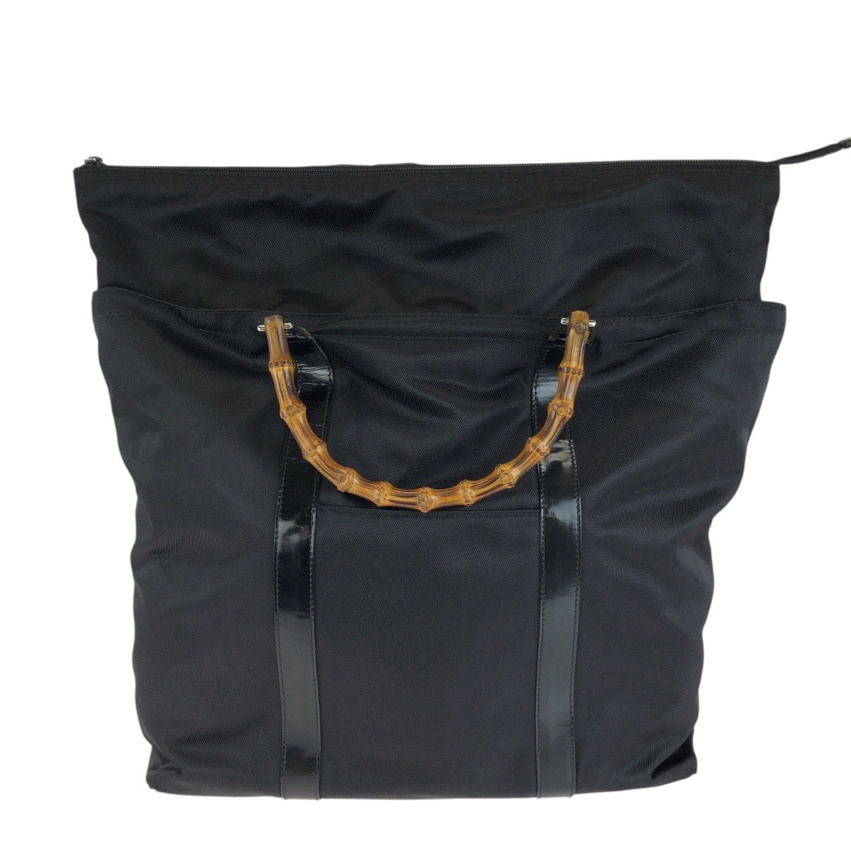 26591
GUCCI グッチ バンブー ブラック 黒 シルバー金具 ナイロン / パテントレザー 002 3754 0412 トートバッグ レディース ABP30