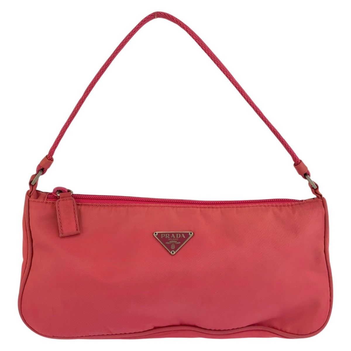 26593
PRADA プラダ テスート 三角ロゴプレート ピンク シルバー金具 ナイロン ハンドバッグ アクセサリーポーチ レディース AB29