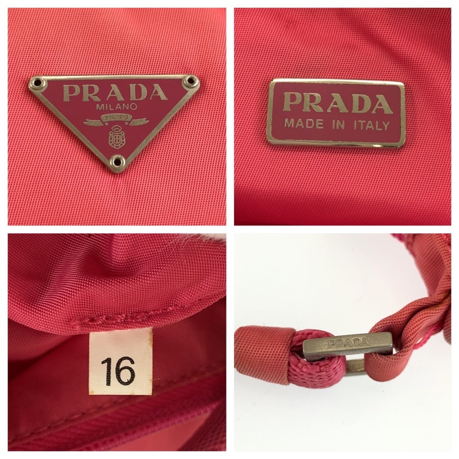 26593
PRADA プラダ テスート 三角ロゴプレート ピンク シルバー金具 ナイロン ハンドバッグ アクセサリーポーチ レディース AB29