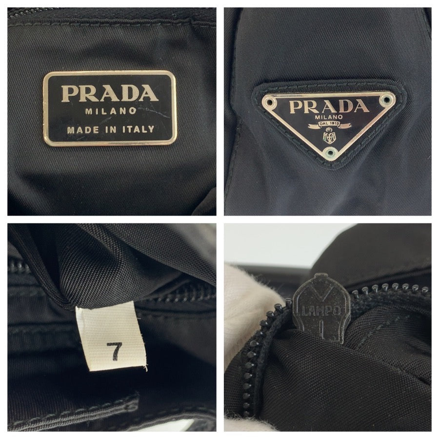 26594
PRADA プラダ テスート 三角ロゴプレート ブラック 黒 ナイロン / プラスチック ハンドバッグ レディース AB29