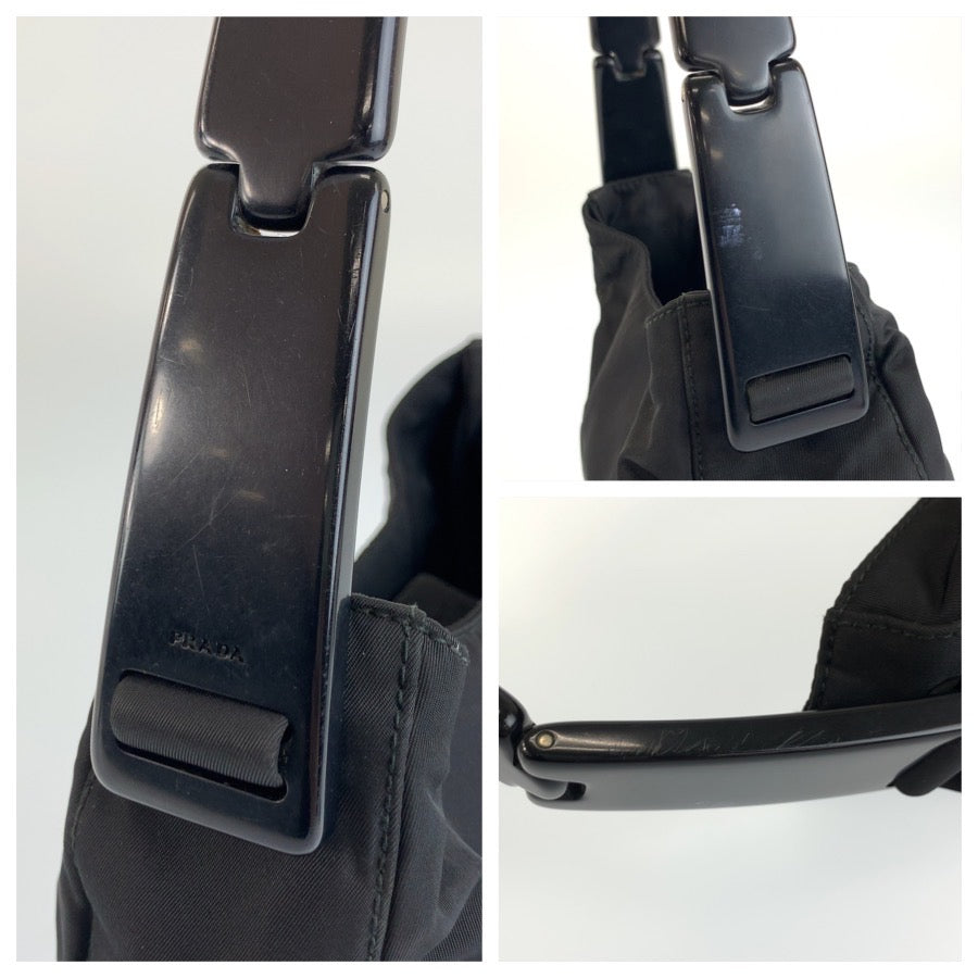 26594
PRADA プラダ テスート 三角ロゴプレート ブラック 黒 ナイロン / プラスチック ハンドバッグ レディース AB29