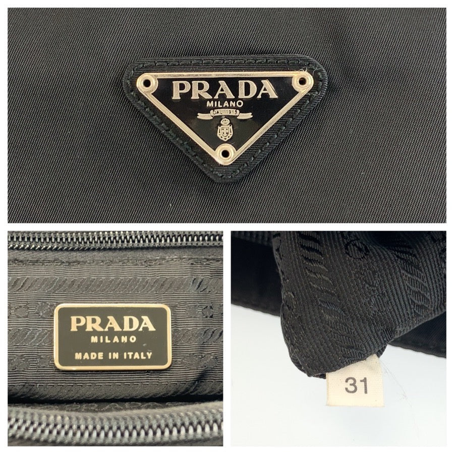 26595
PRADA プラダ テスート 三角ロゴプレート ブラック 黒 シルバー金具 ナイロン トートバッグ ハンドバッグ レディース ABP30