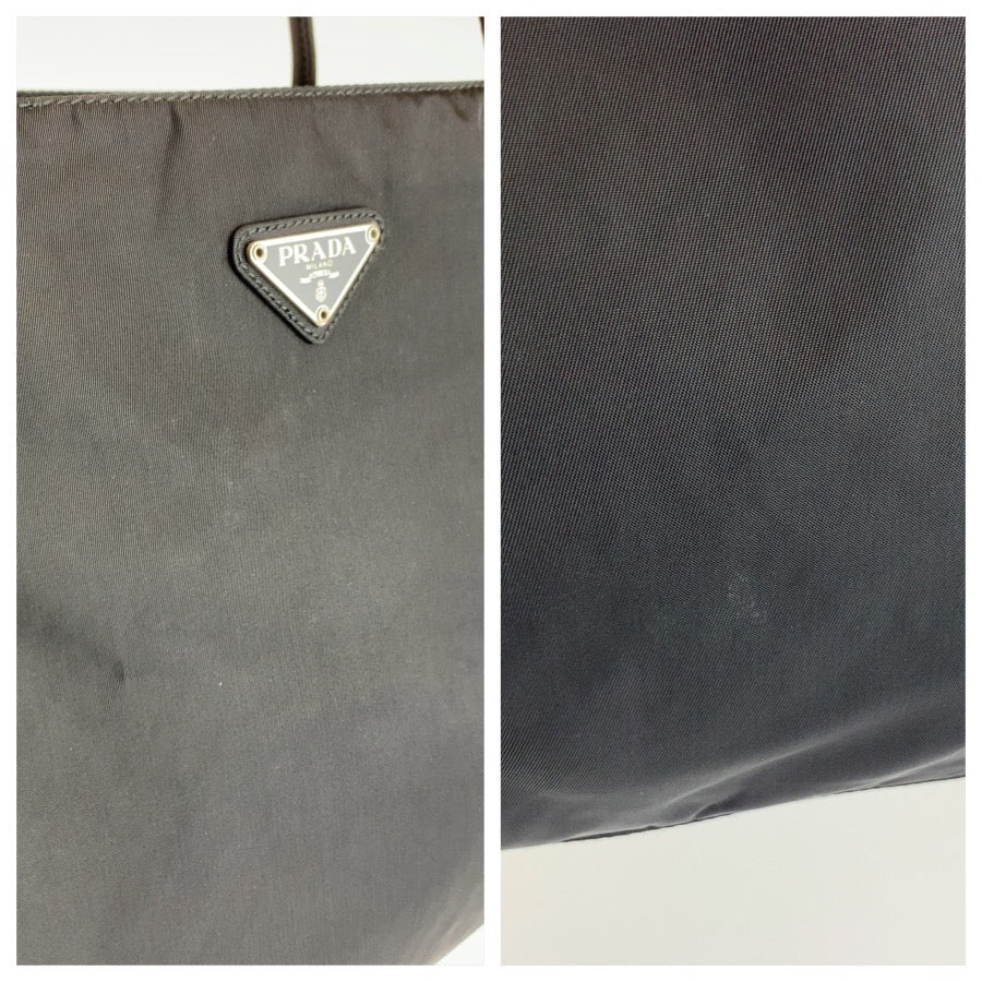26595
PRADA プラダ テスート 三角ロゴプレート ブラック 黒 シルバー金具 ナイロン トートバッグ ハンドバッグ レディース ABP30