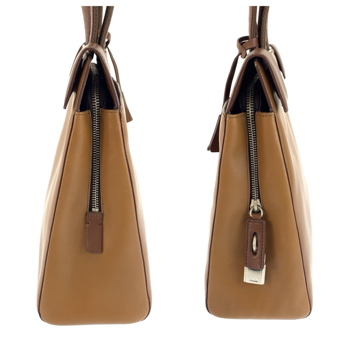 26598
PRADA プラダ ヴィンテージ ブラウン キャメル シルバー金具 レザー トートバッグ ショルダーバッグ レディース ABP35