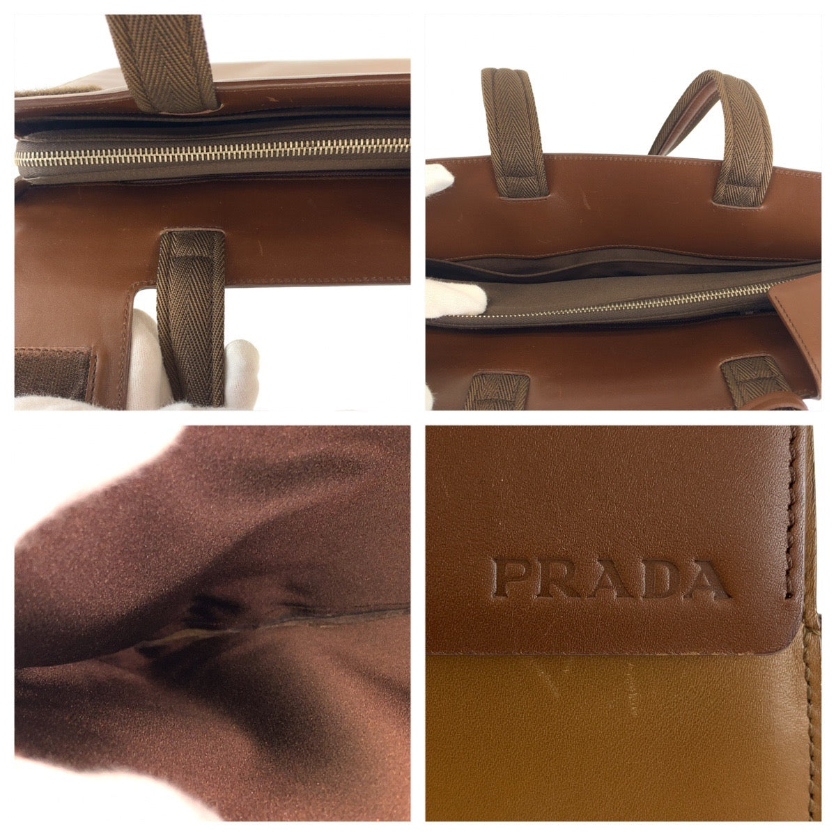 26598
PRADA プラダ ヴィンテージ ブラウン キャメル シルバー金具 レザー トートバッグ ショルダーバッグ レディース ABP35