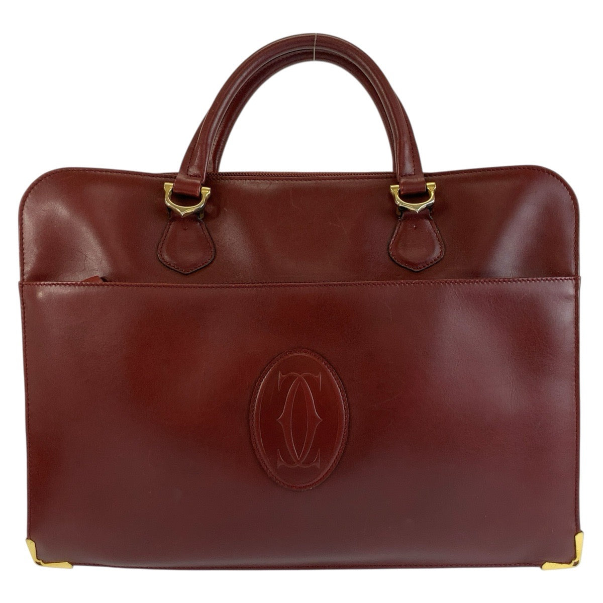 26601
CARTIER カルティエ マストライン ワインレッド ボルドー ゴールド金具 レザー ビジネスバッグ ブリーフケース メンズ AB28